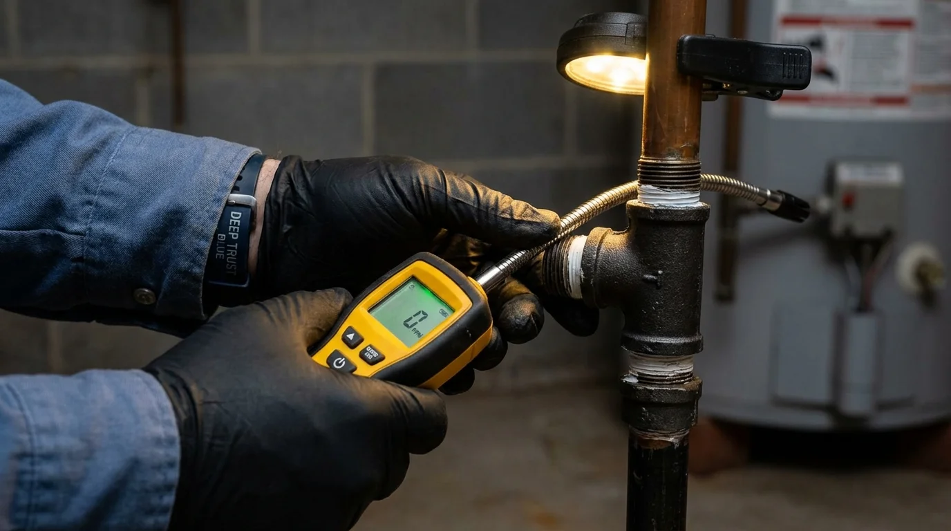 Gas leak detection with electronic sniffer by Johns Plumbing LLC in Plentywood